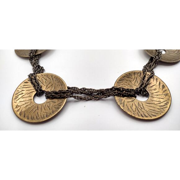 Vintage 60s hippie boho belt with gold tone concho disc medallions tassels - Picture 7 of 11